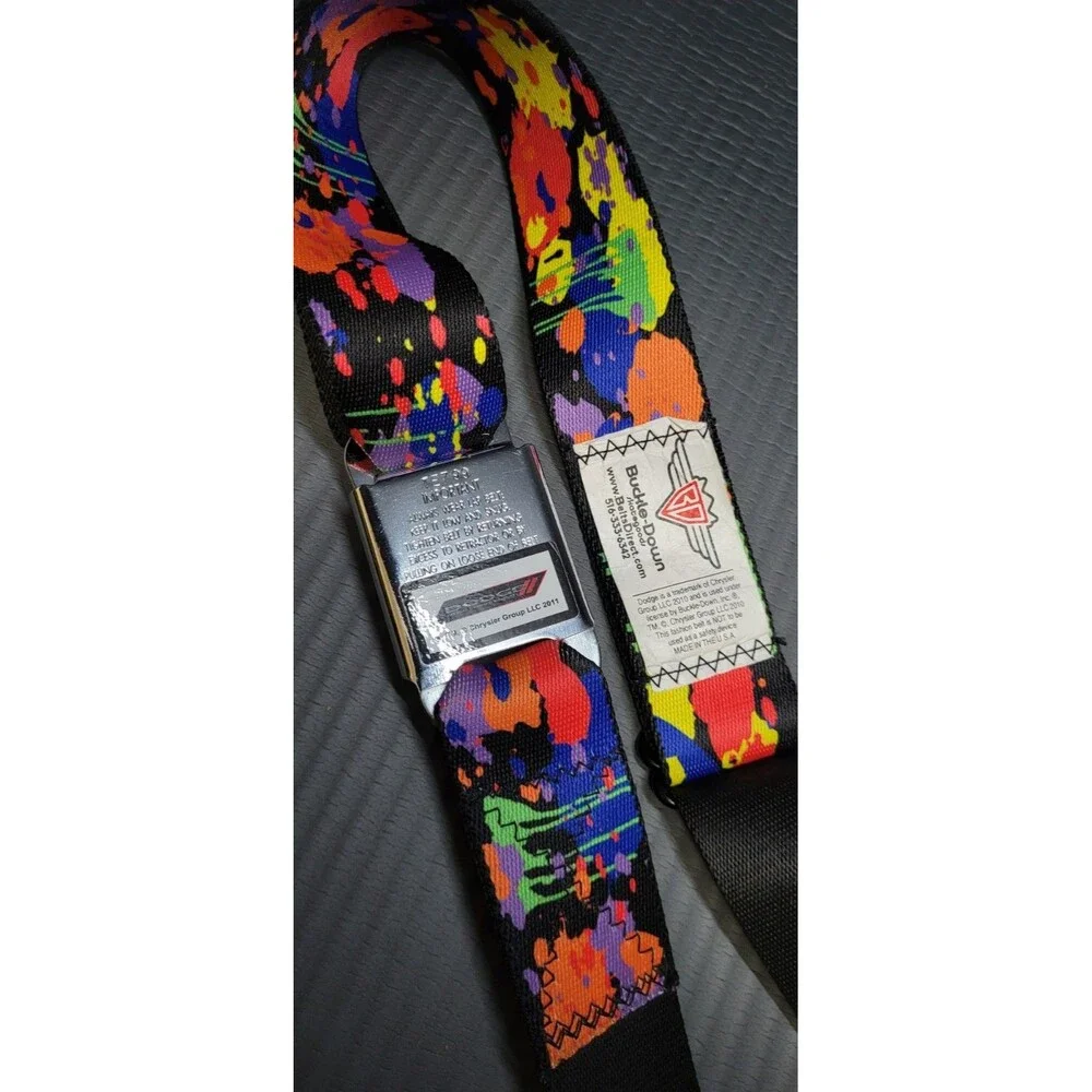 Y2K Dodge Viper Seatbelt Style Belt & Buckle BUCKLE-DOWN Splatter Graphic Belt